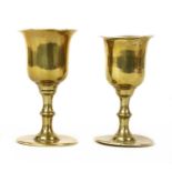 A pair of brass campaign cups or communion goblets