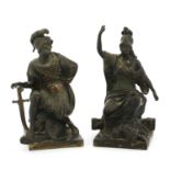 A pair of French grand tour bronze figures,