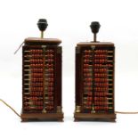 A pair of 'Shanghai Club' abacus mounted table lights,