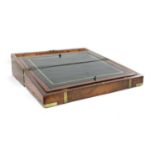 A mahogany and brass writing box,