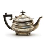 A sterling silver teapot,
