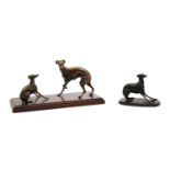 Three modern bronze whippets,