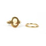 A 9ct gold court section wedding ring,
