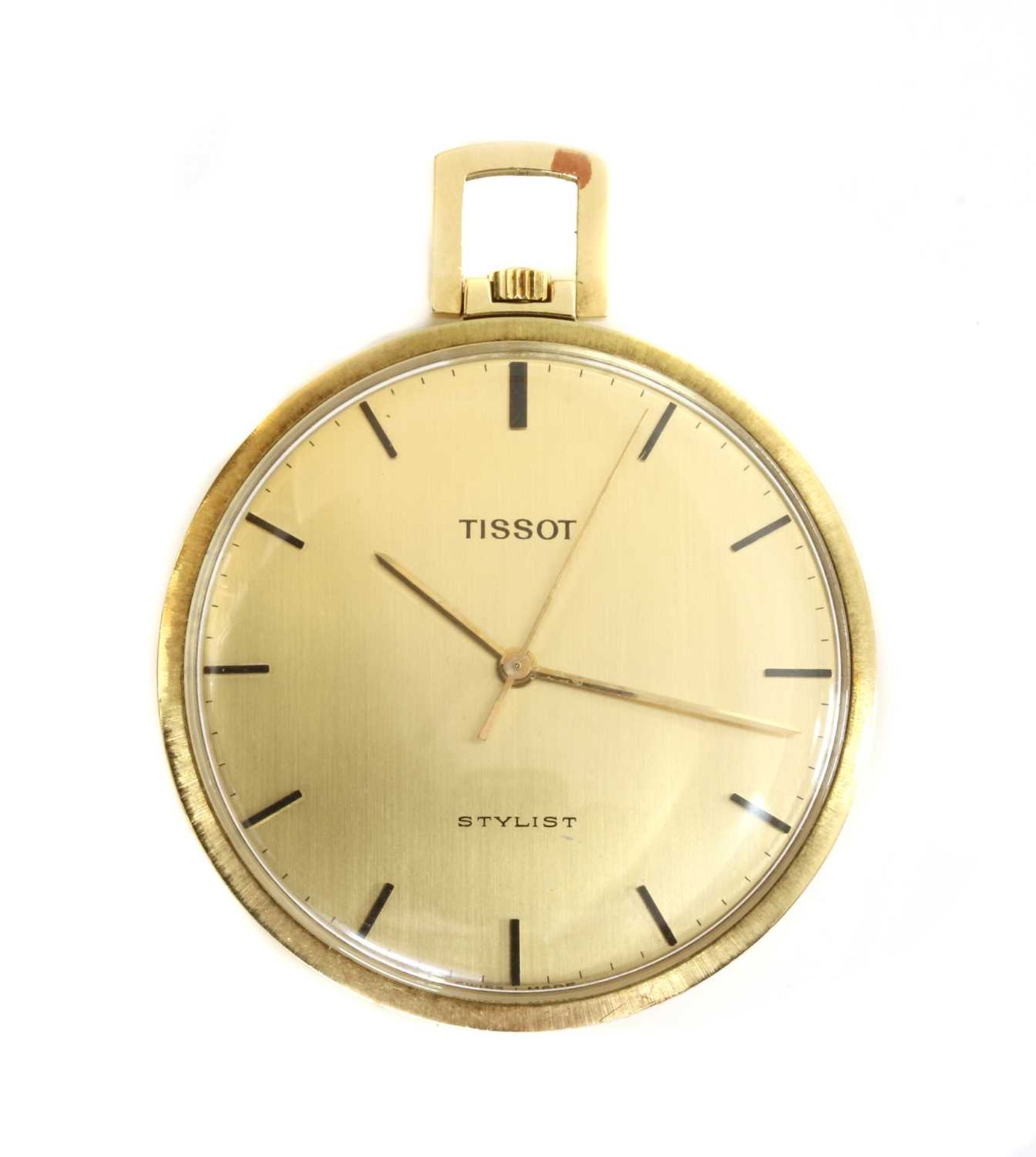 A 14ct gold Tissot 'Stylist' open-faced pocket watch,