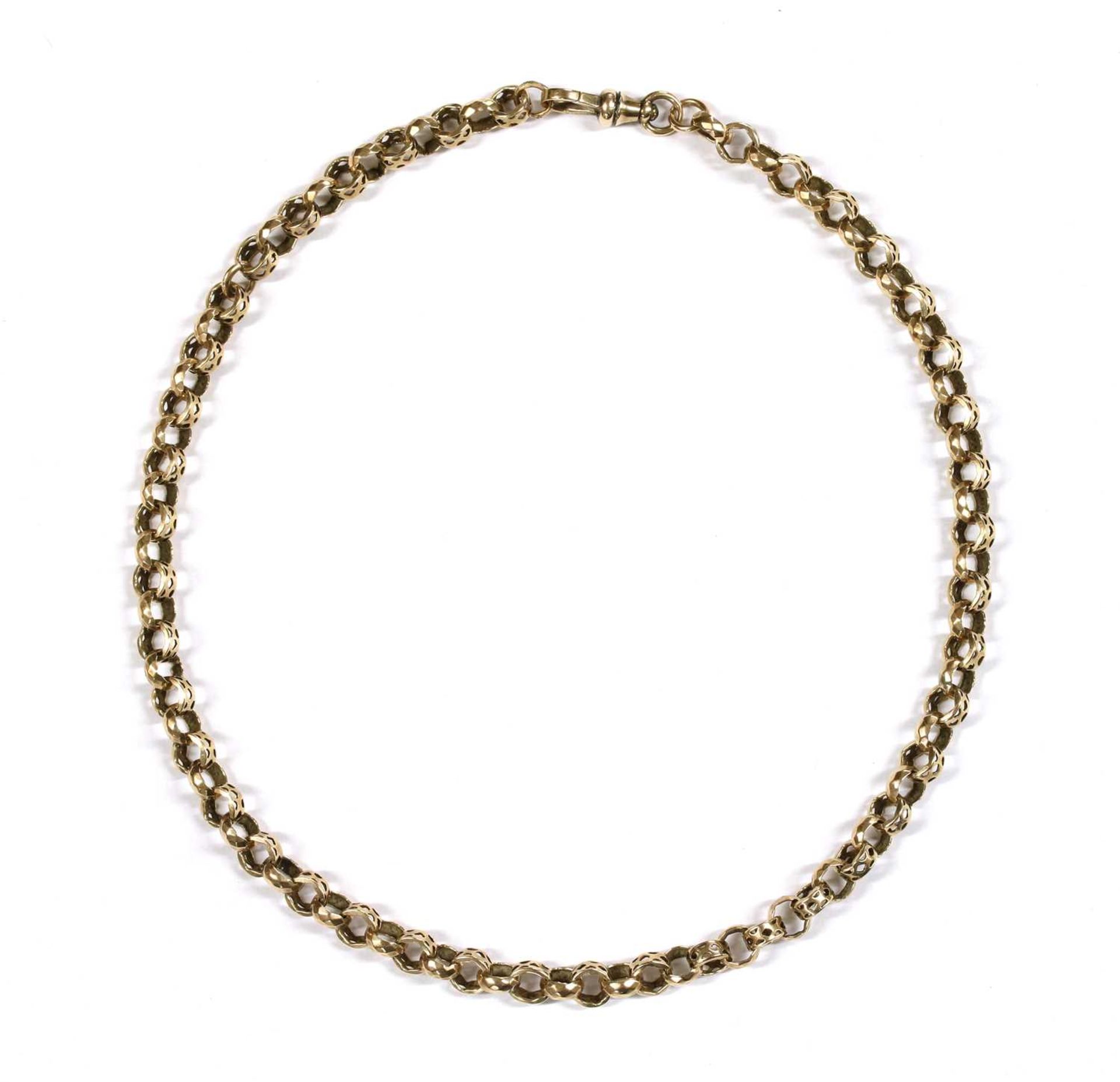 A gold belcher link chain,