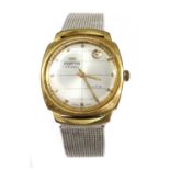 A gentlemen's gold-plated Fortis 'Hifi-Matic True Line' automatic bracelet watch,