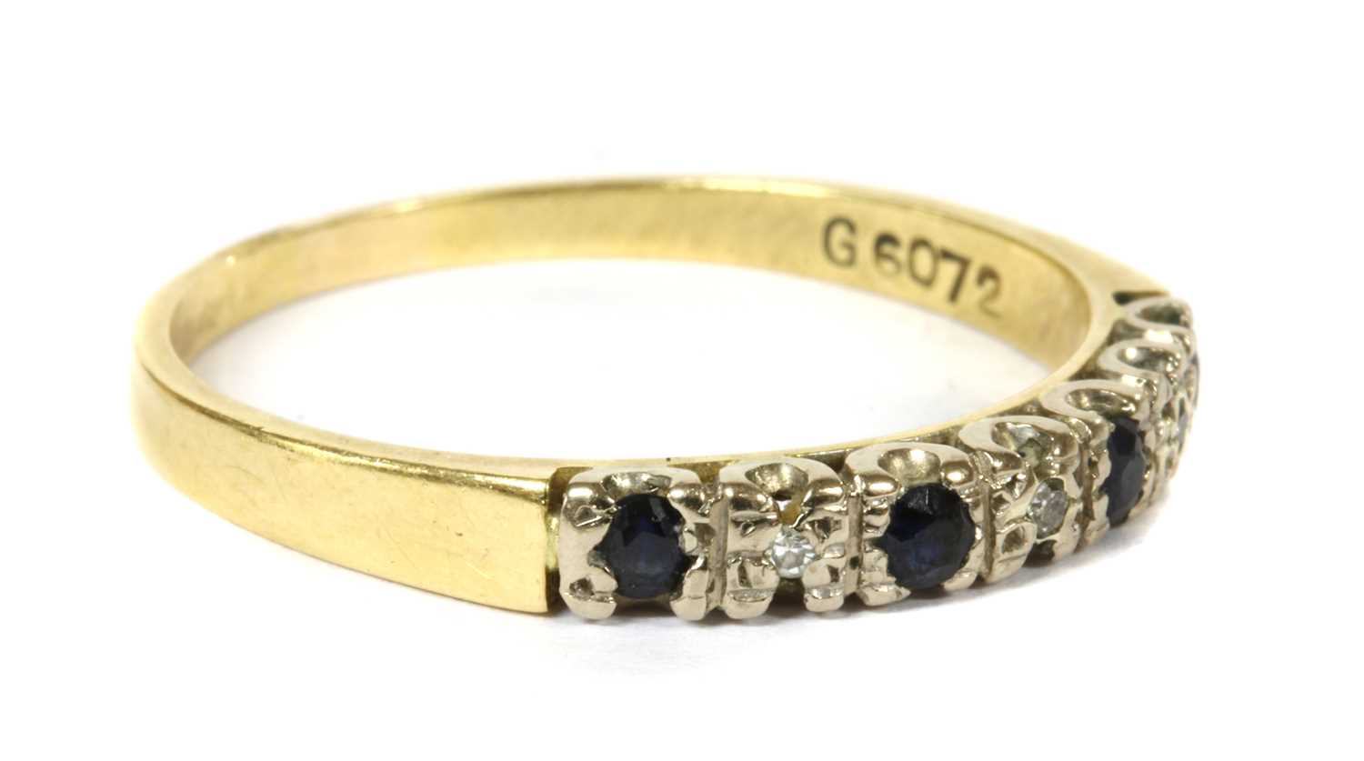 A gold sapphire and diamond ring, - Image 3 of 4