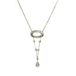 An Edwardian platinum diamond pendant,