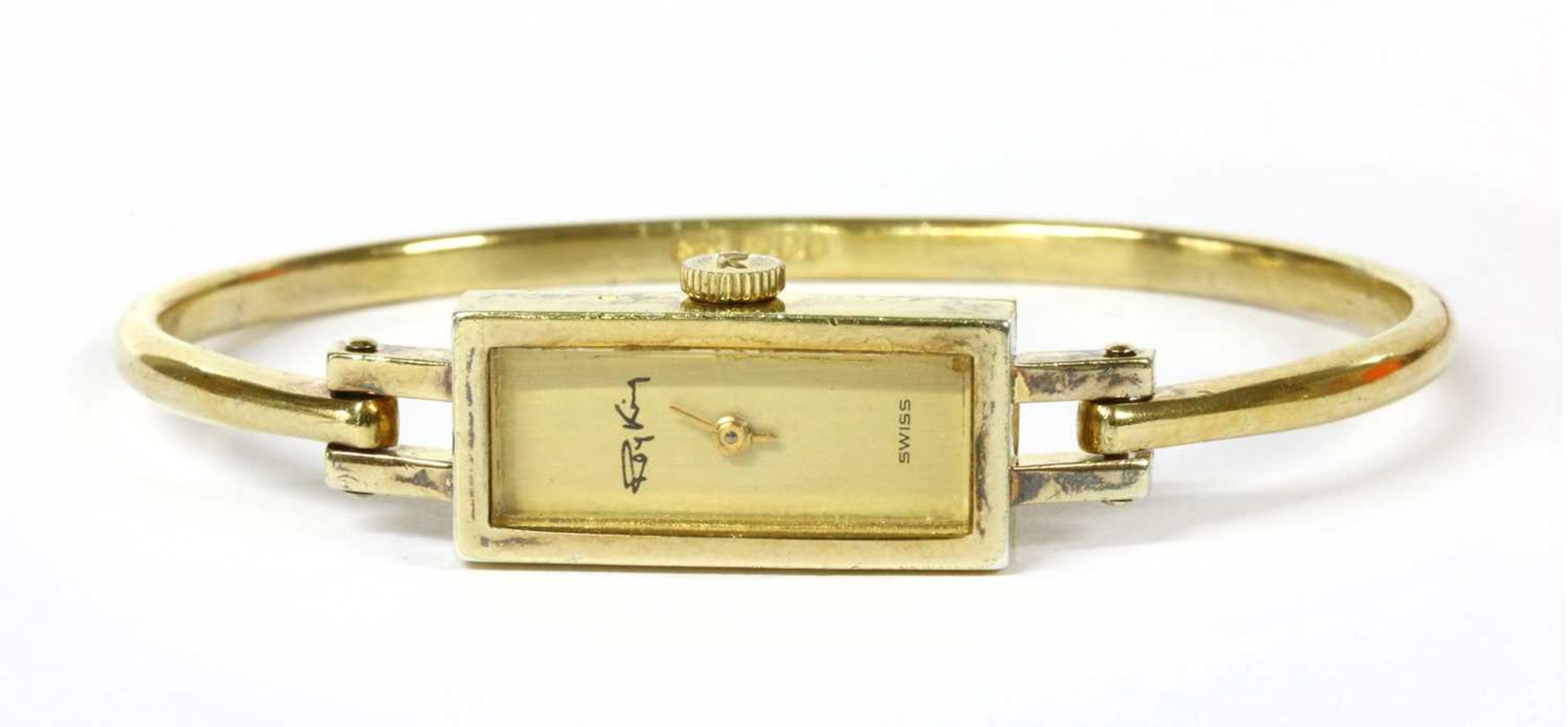 A silver gilt Roy King mechanical bangle watch,