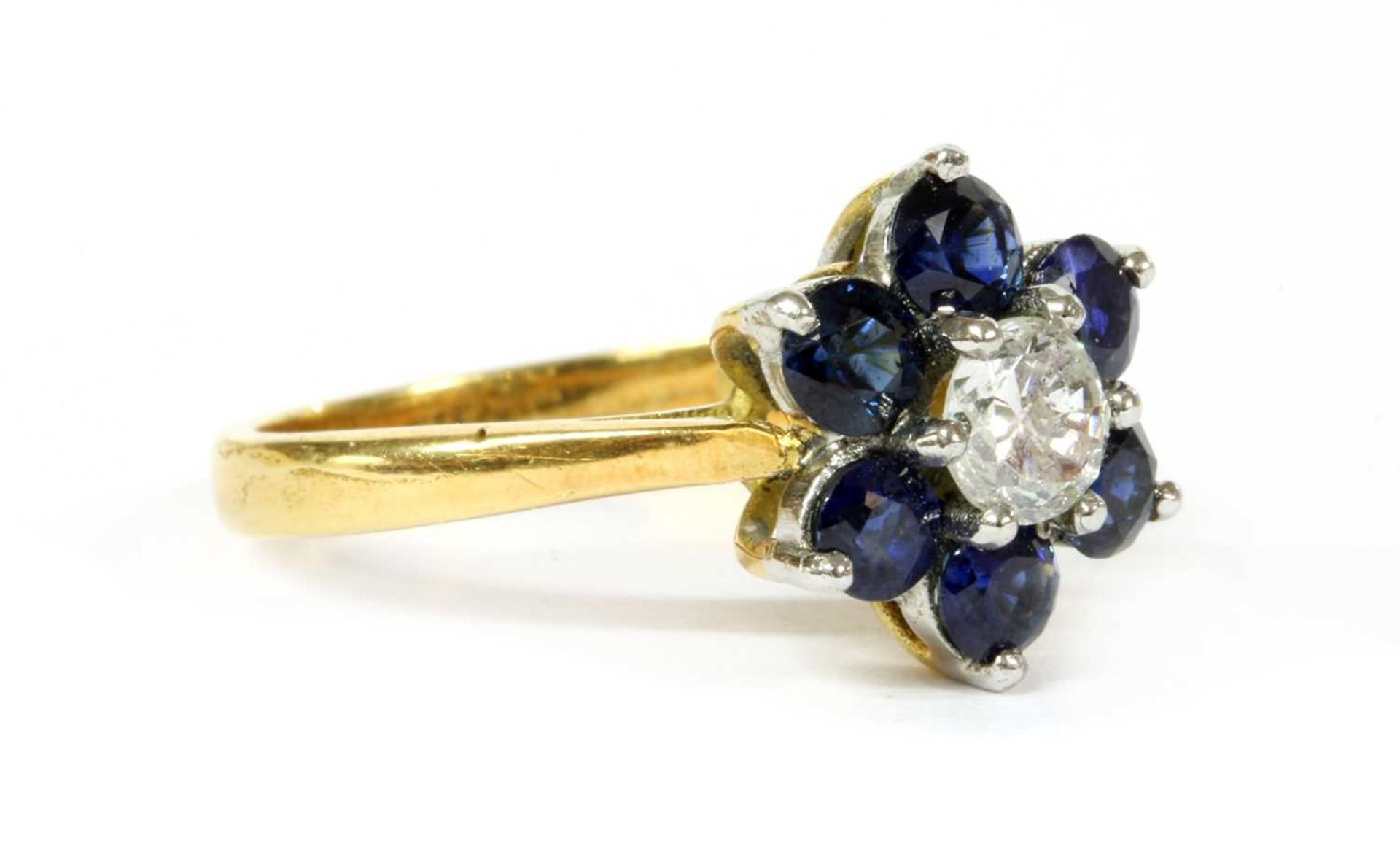 An 18ct gold diamond and sapphire cluster ring, - Image 3 of 4