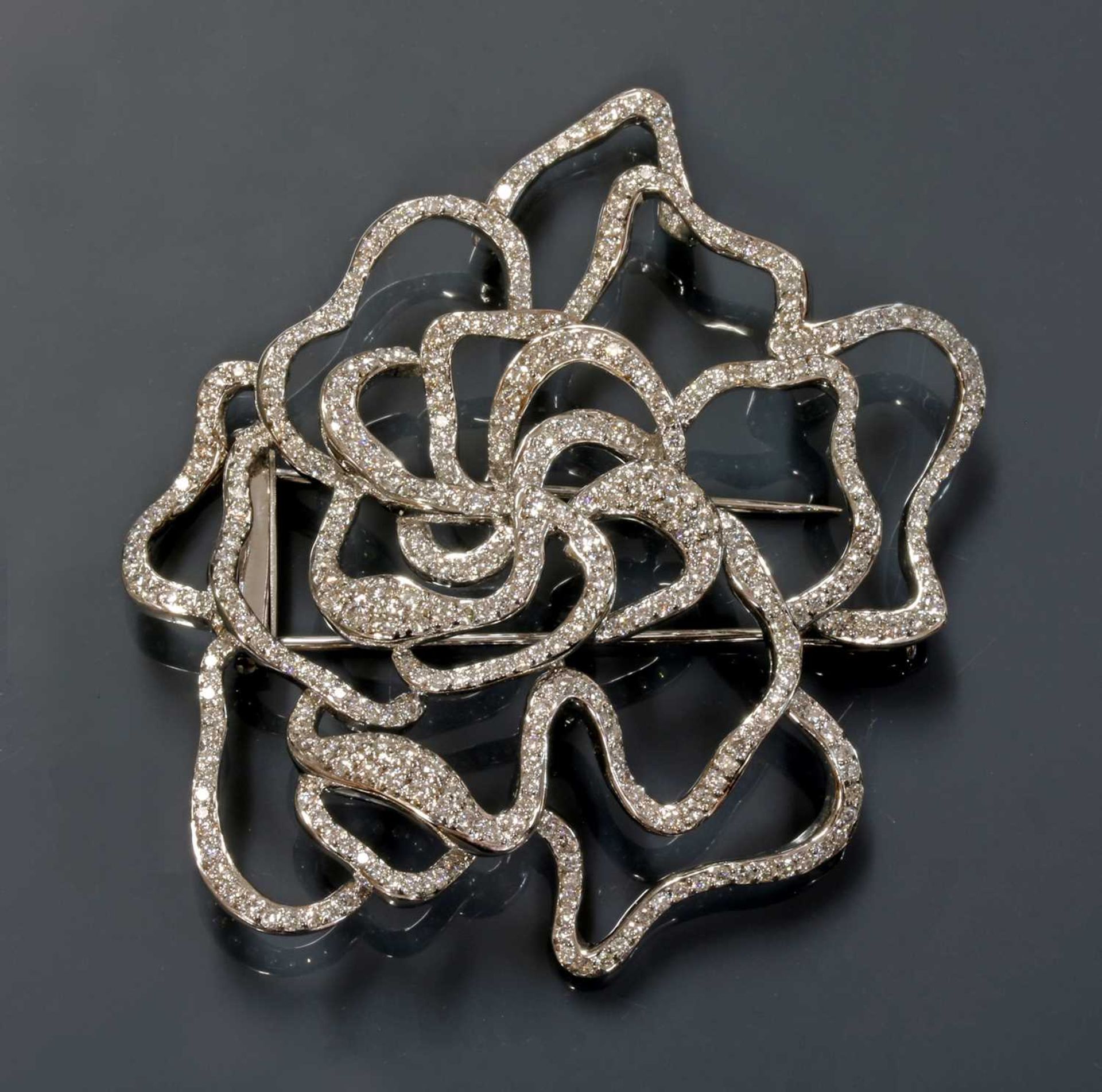 A Continental white gold diamond set ghost rose brooch, - Image 3 of 3