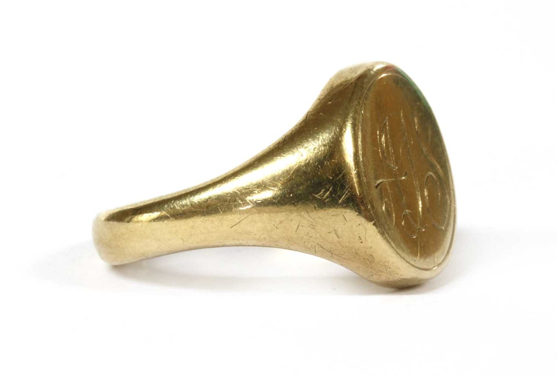 A 9ct gold oval signet ring, - Image 2 of 3