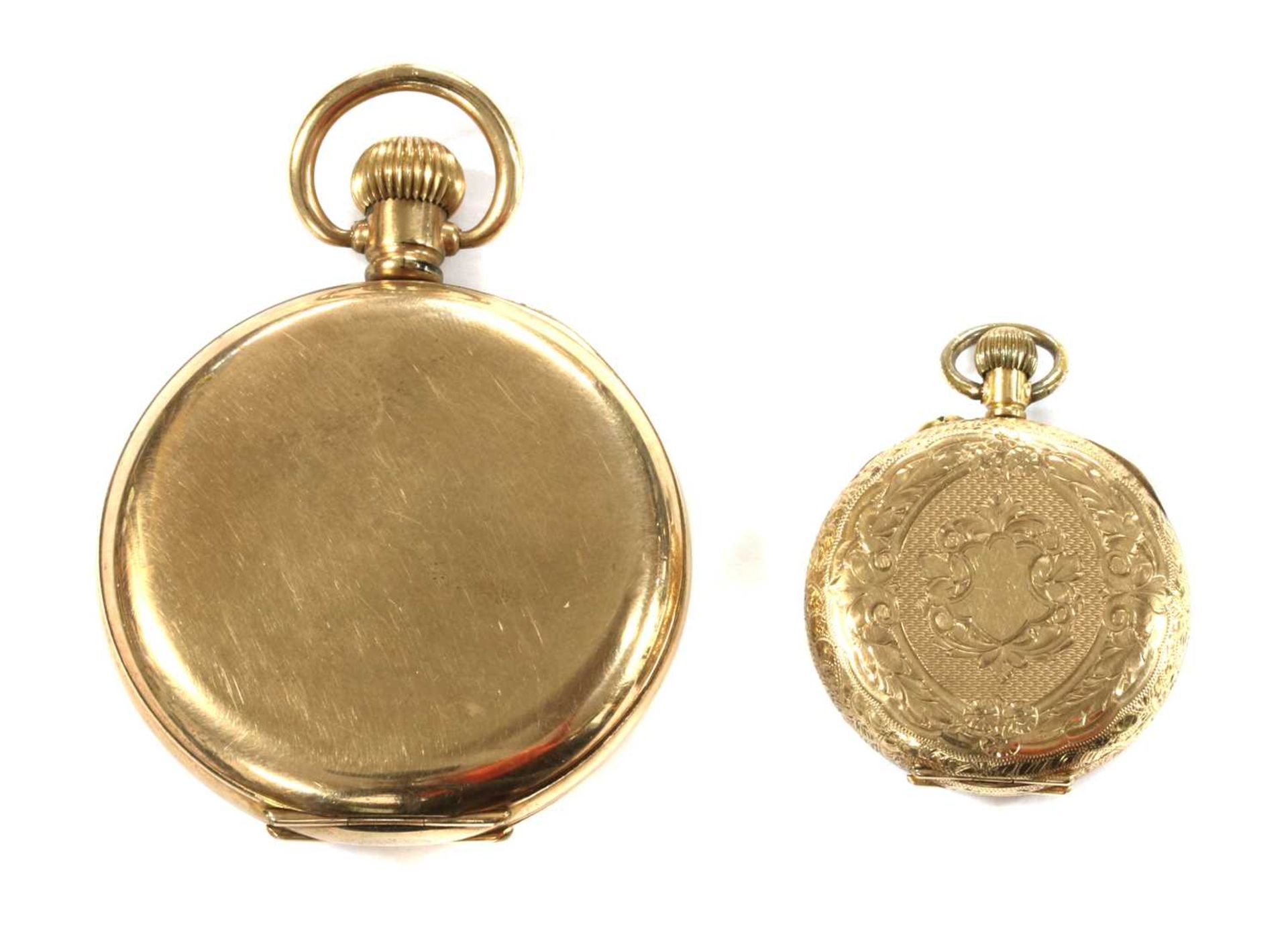 A Contintental gold open-faced pin set fob watch, - Image 2 of 2