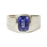 A platinum single stone tanzanite ring,