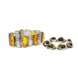 A German silver and reconstituted amber bracelet,