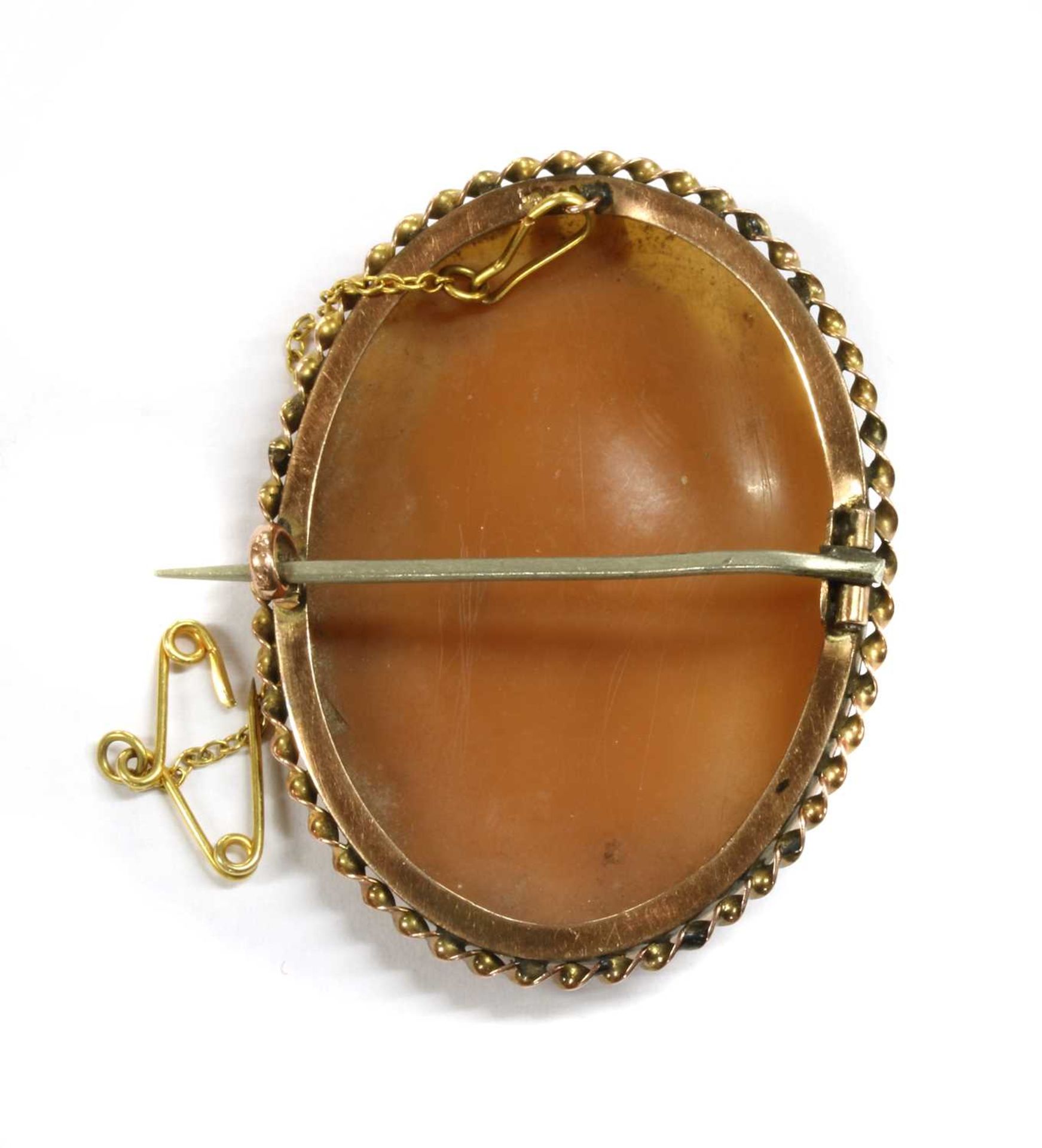 A gold mounted shell cameo brooch, - Image 2 of 2