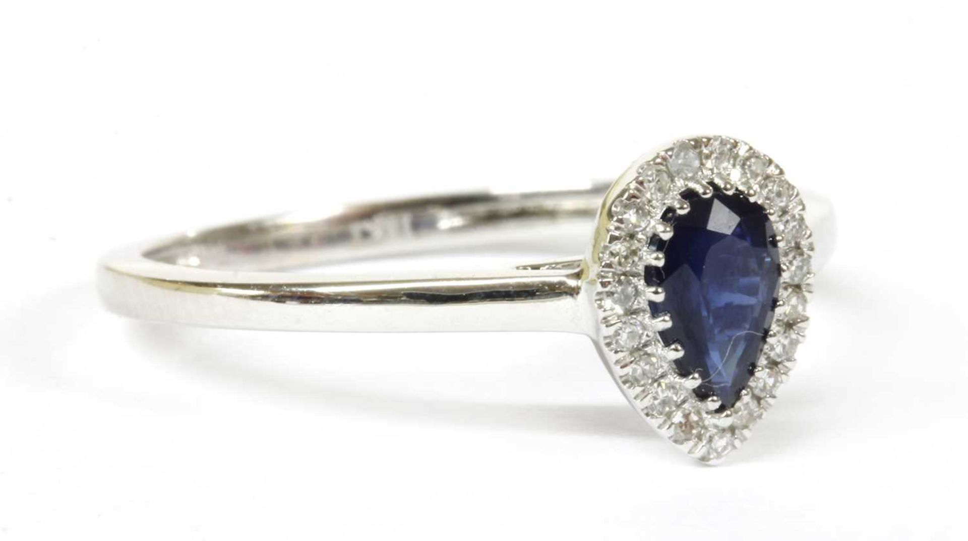 A white gold sapphire and diamond cluster ring, - Image 3 of 4