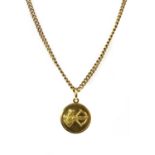 An Italian gold Sagittarius zodiac pendant, by UnoAErre,