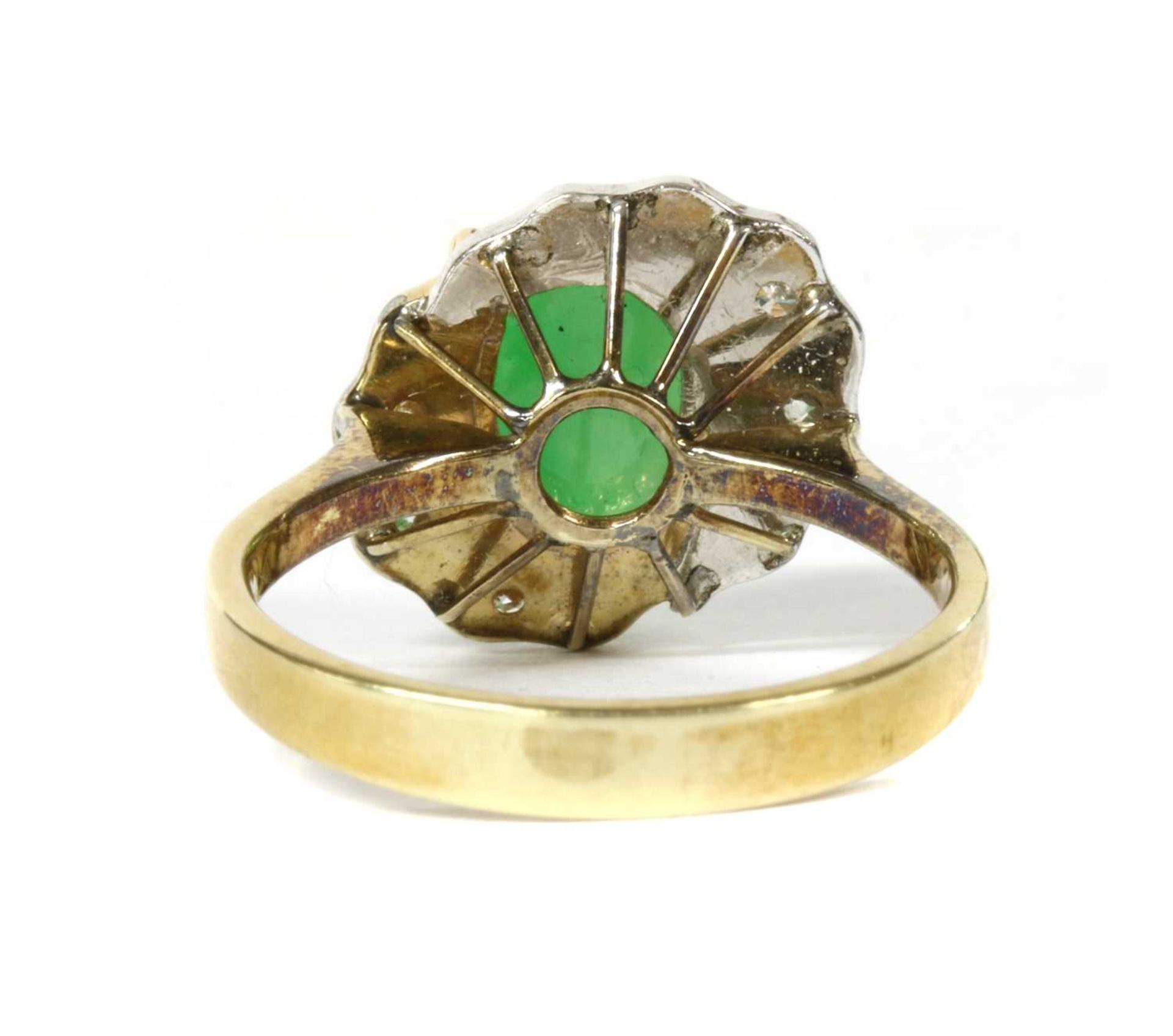 A two colour gold jade and diamond ring, - Image 3 of 4