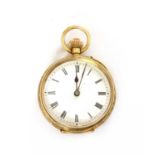 A gold open-faced pin set fob watch,