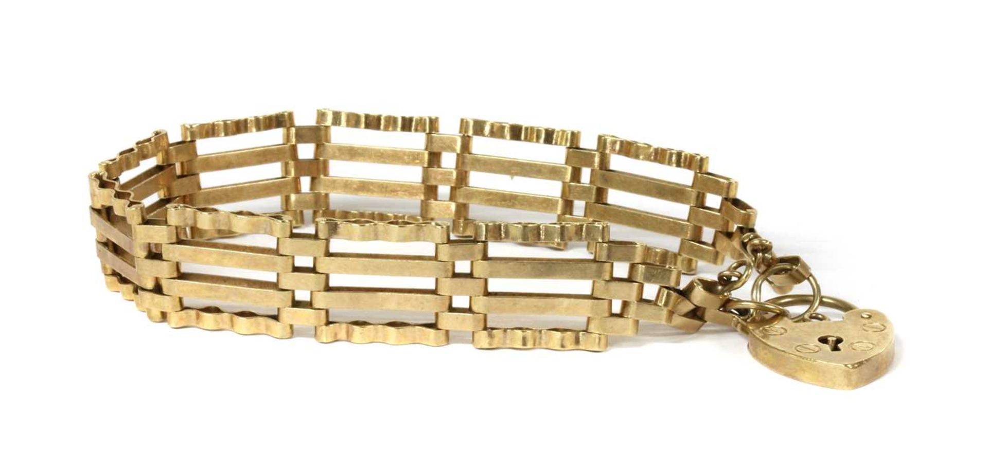 A 9ct gold four row gate bracelet,