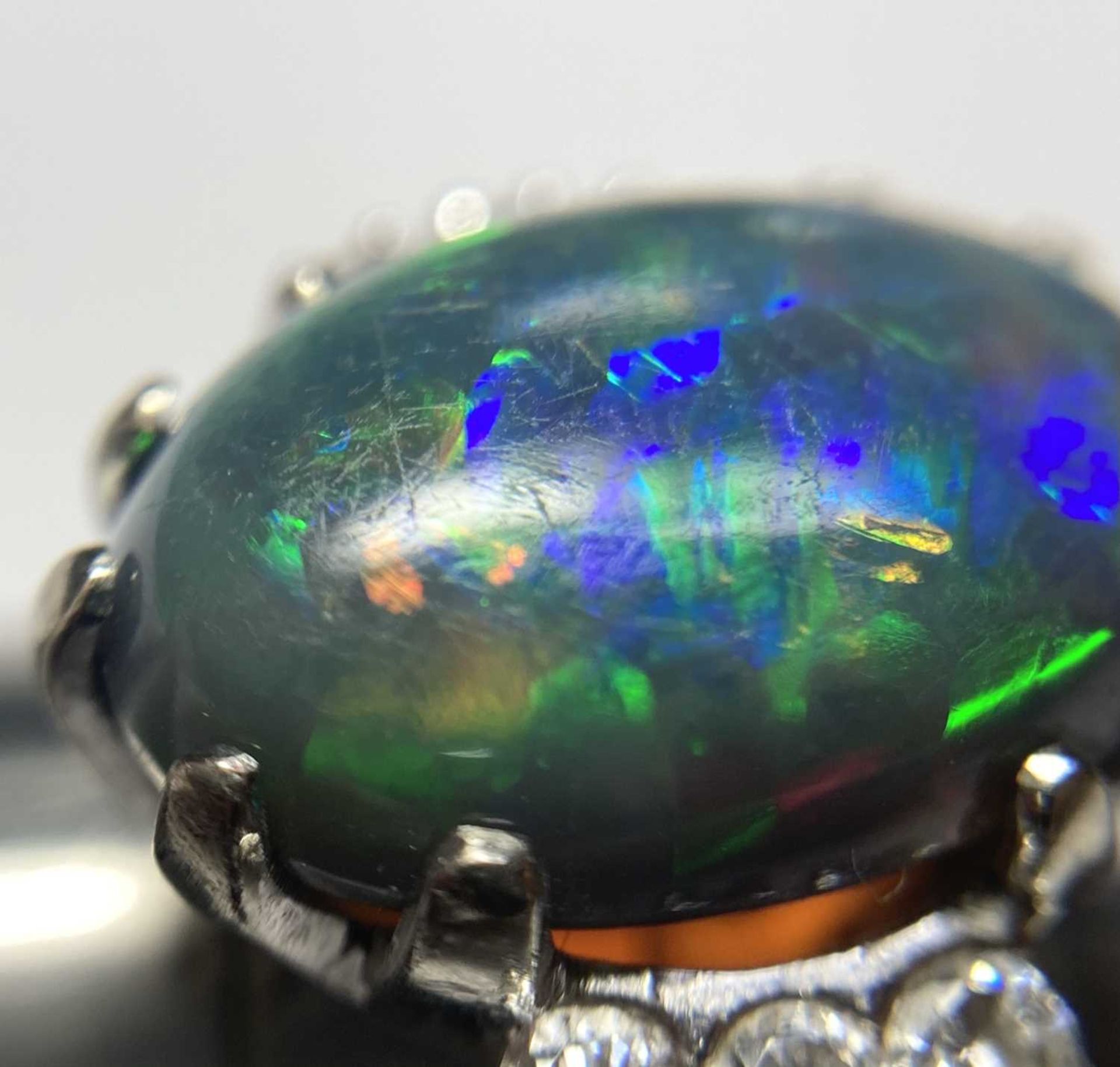 An American white gold black opal and diamond ring, - Image 10 of 15