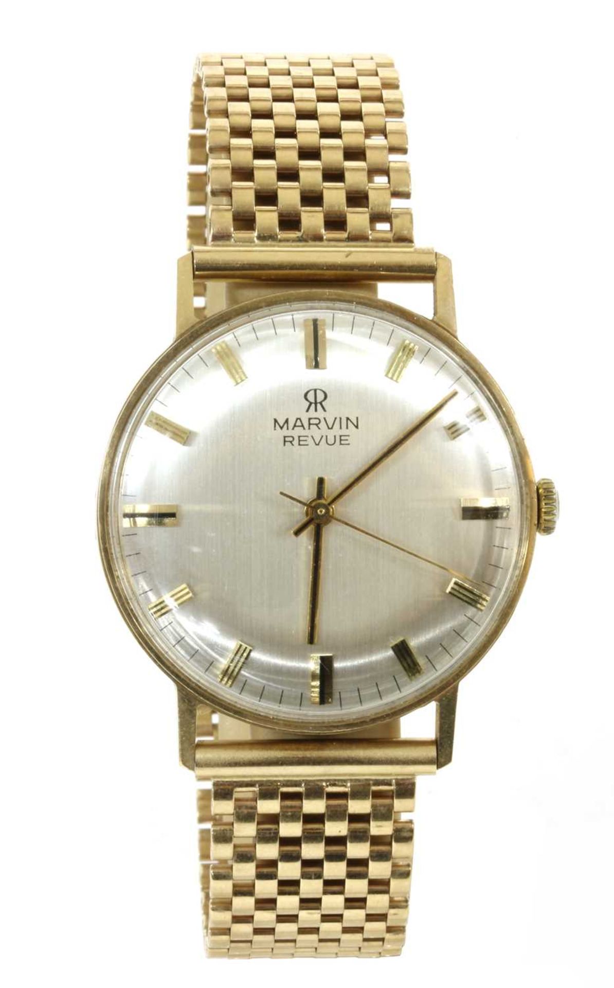 A 9ct gold Marvin Revue mechanical bracelet watch,