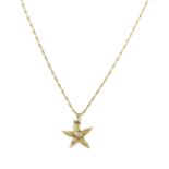 A gold diamond set starfish pendant,