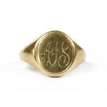 A 9ct gold oval signet ring,