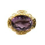 A Victorian gold amethyst brooch,