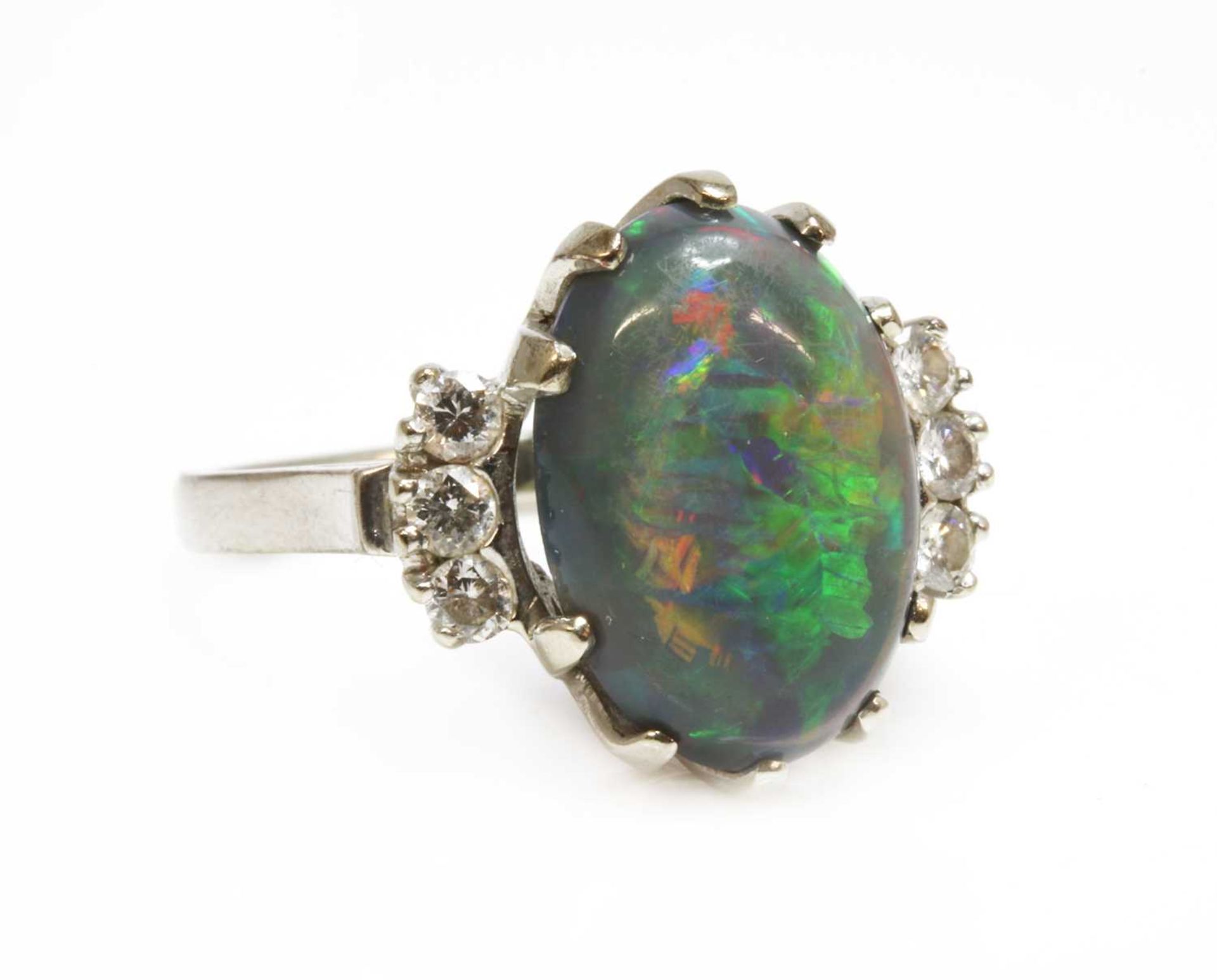 An American white gold black opal and diamond ring, - Image 3 of 15