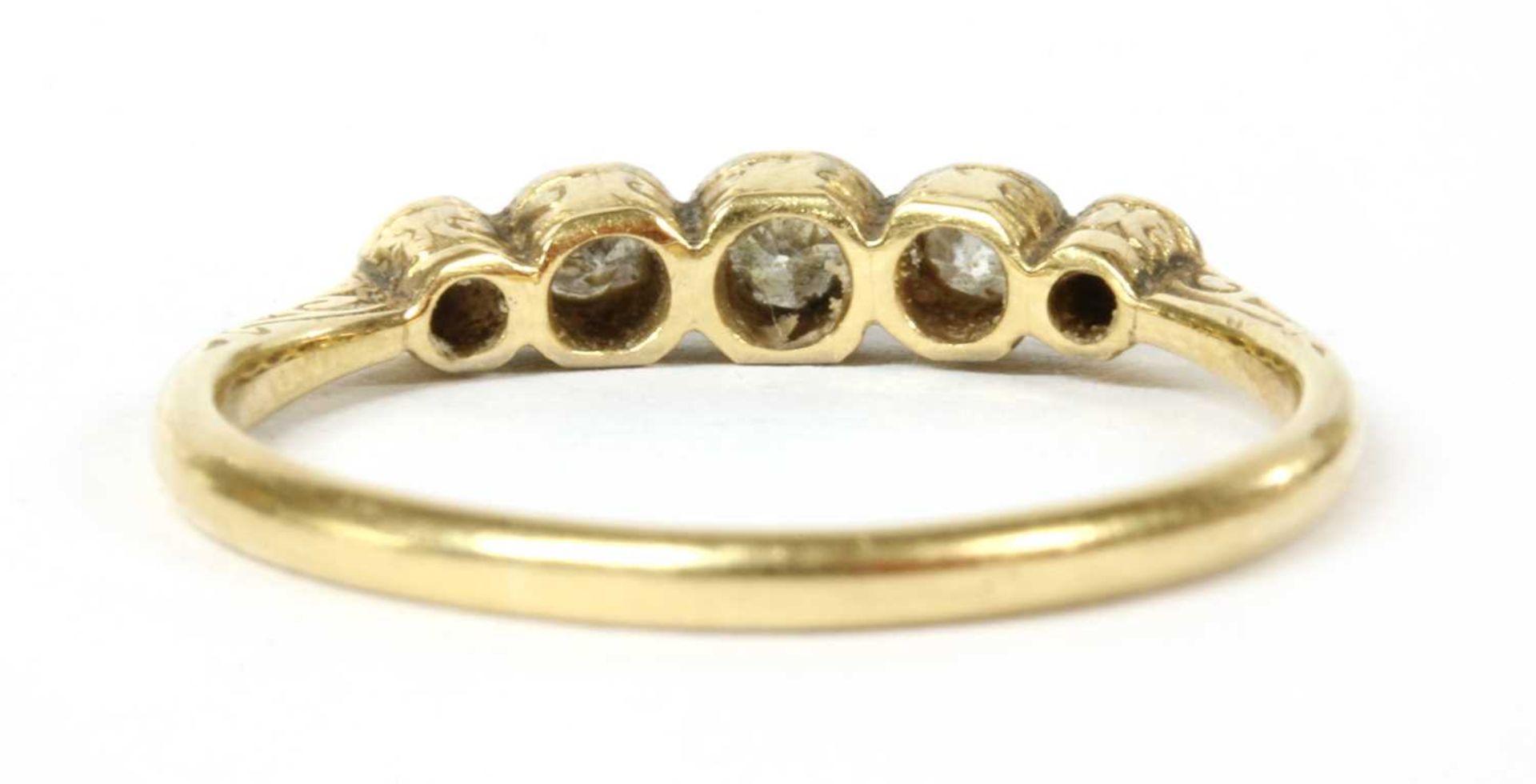A gold five stone diamond ring, - Image 3 of 4