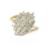 A gold diamond cluster ring,