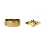 A 9ct gold flat section wedding ring,
