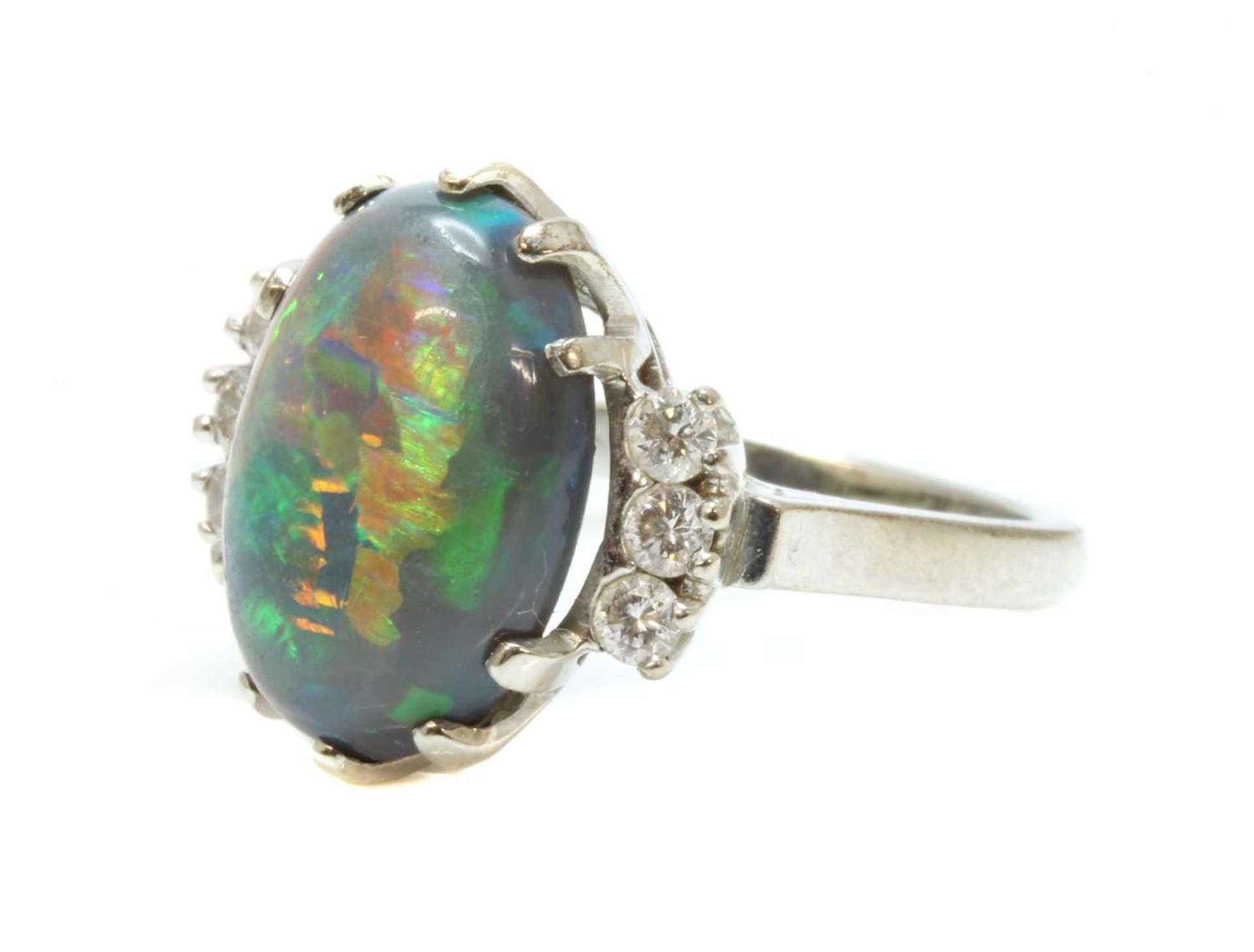 An American white gold black opal and diamond ring, - Image 5 of 15