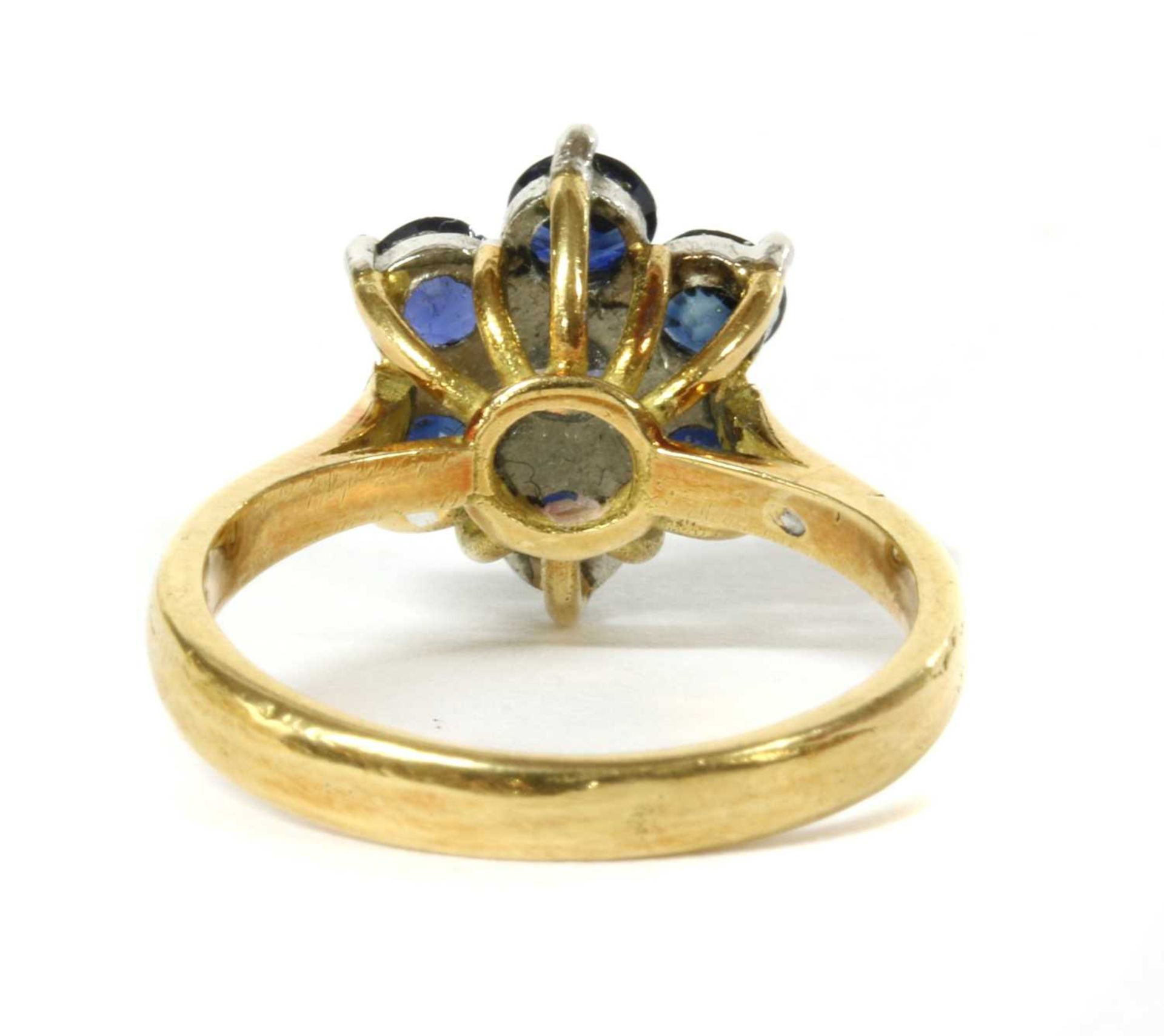 An 18ct gold diamond and sapphire cluster ring, - Image 2 of 4