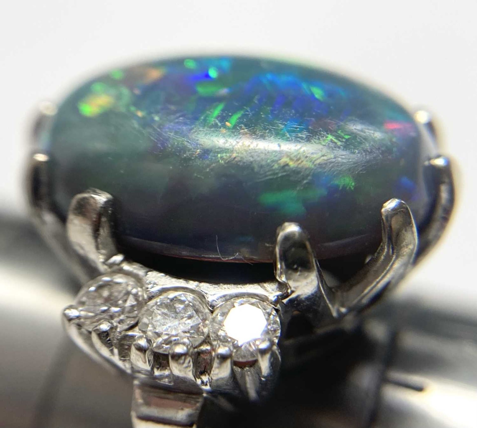 An American white gold black opal and diamond ring, - Image 12 of 15