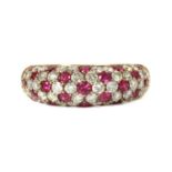 A gold ruby and diamond ring,