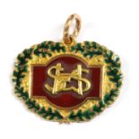 A 9ct gold enamel long service medal,