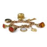 A gold charm bracelet,