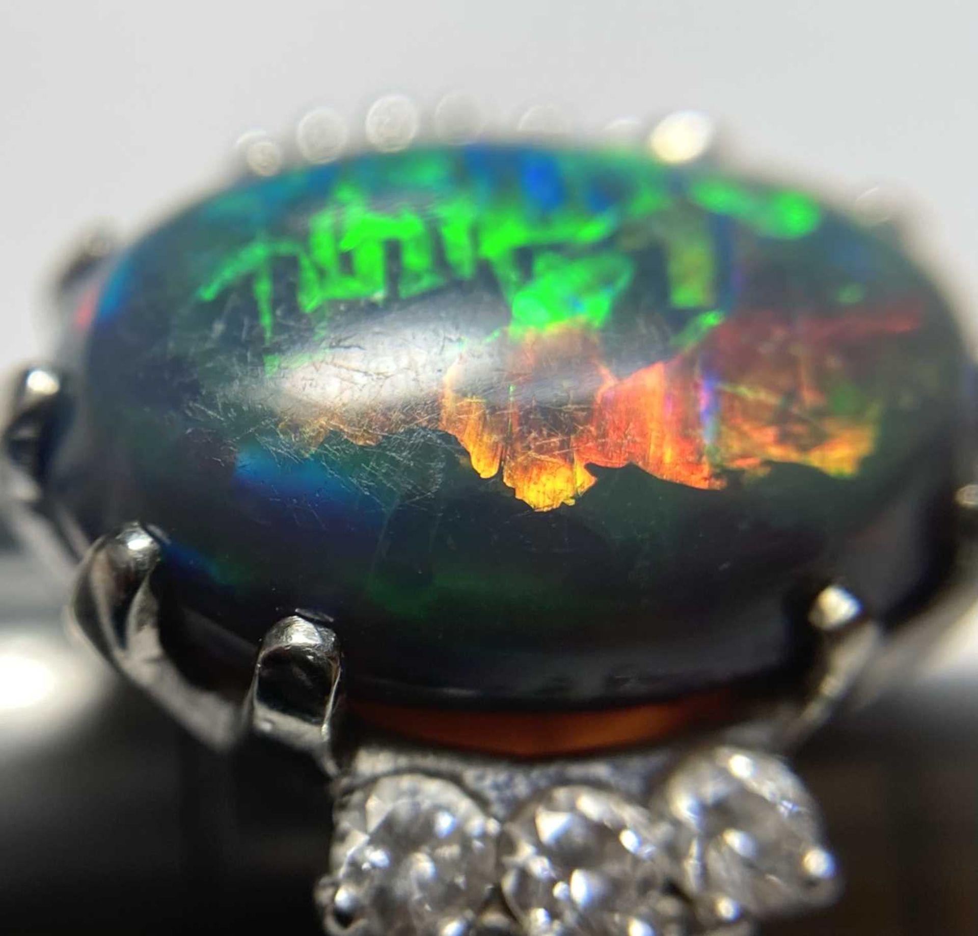 An American white gold black opal and diamond ring, - Image 9 of 15