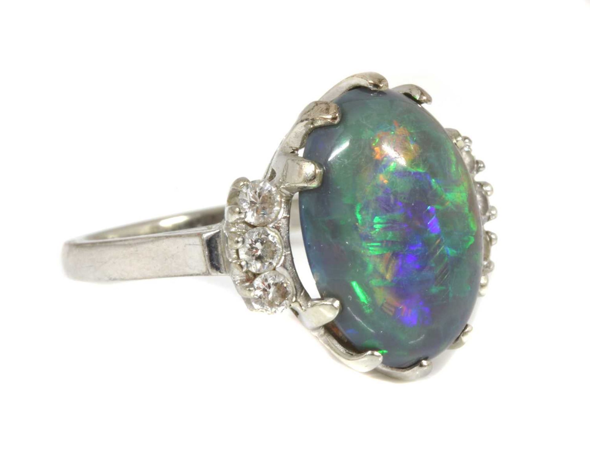 An American white gold black opal and diamond ring, - Image 2 of 15