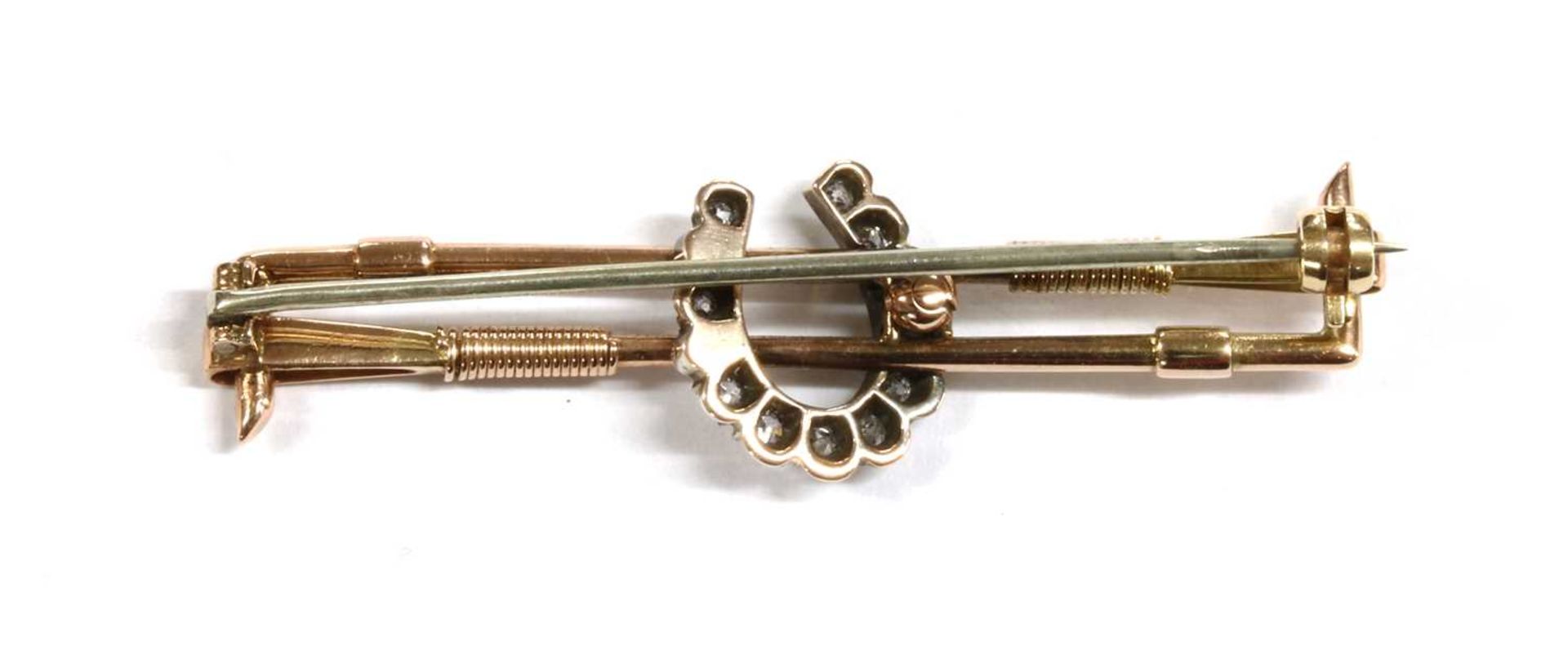 A gold and silver diamond set horseshoe bar brooch, - Image 2 of 2