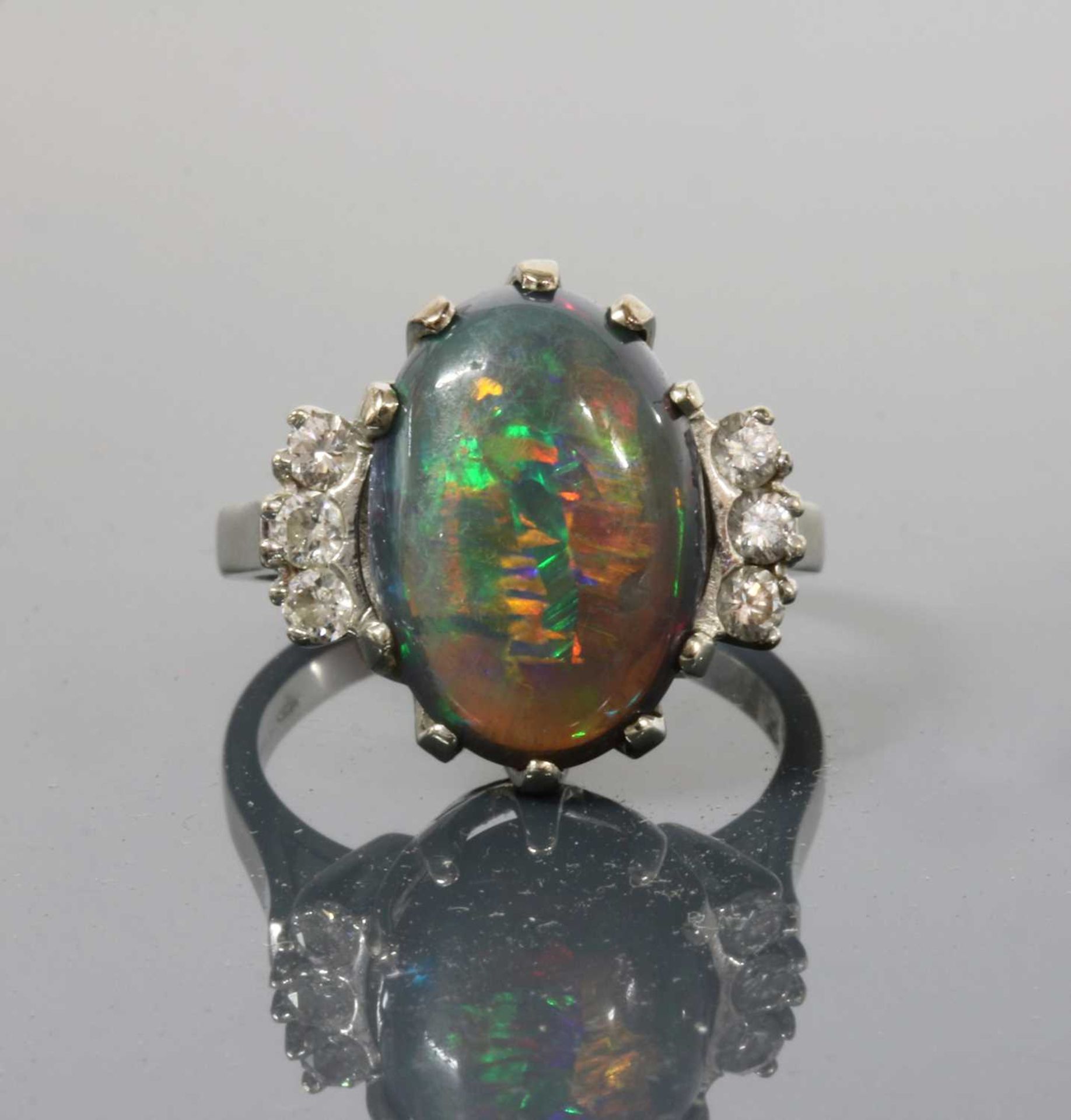 An American white gold black opal and diamond ring, - Image 4 of 15