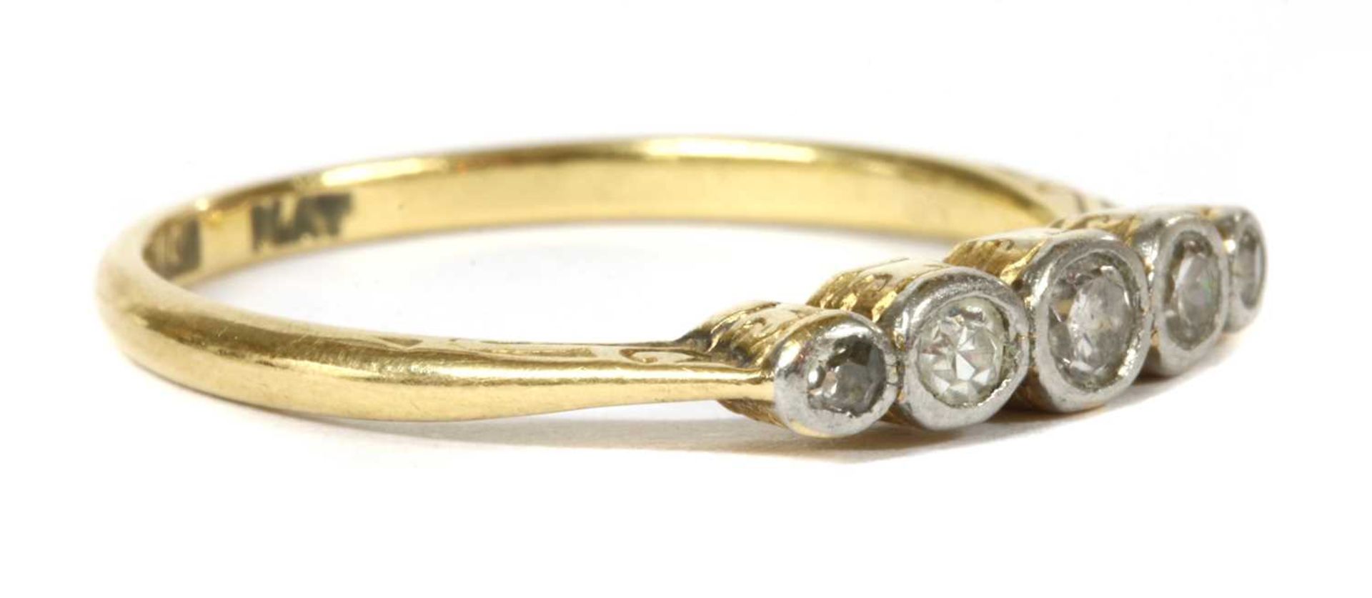 A gold five stone diamond ring, - Image 2 of 4