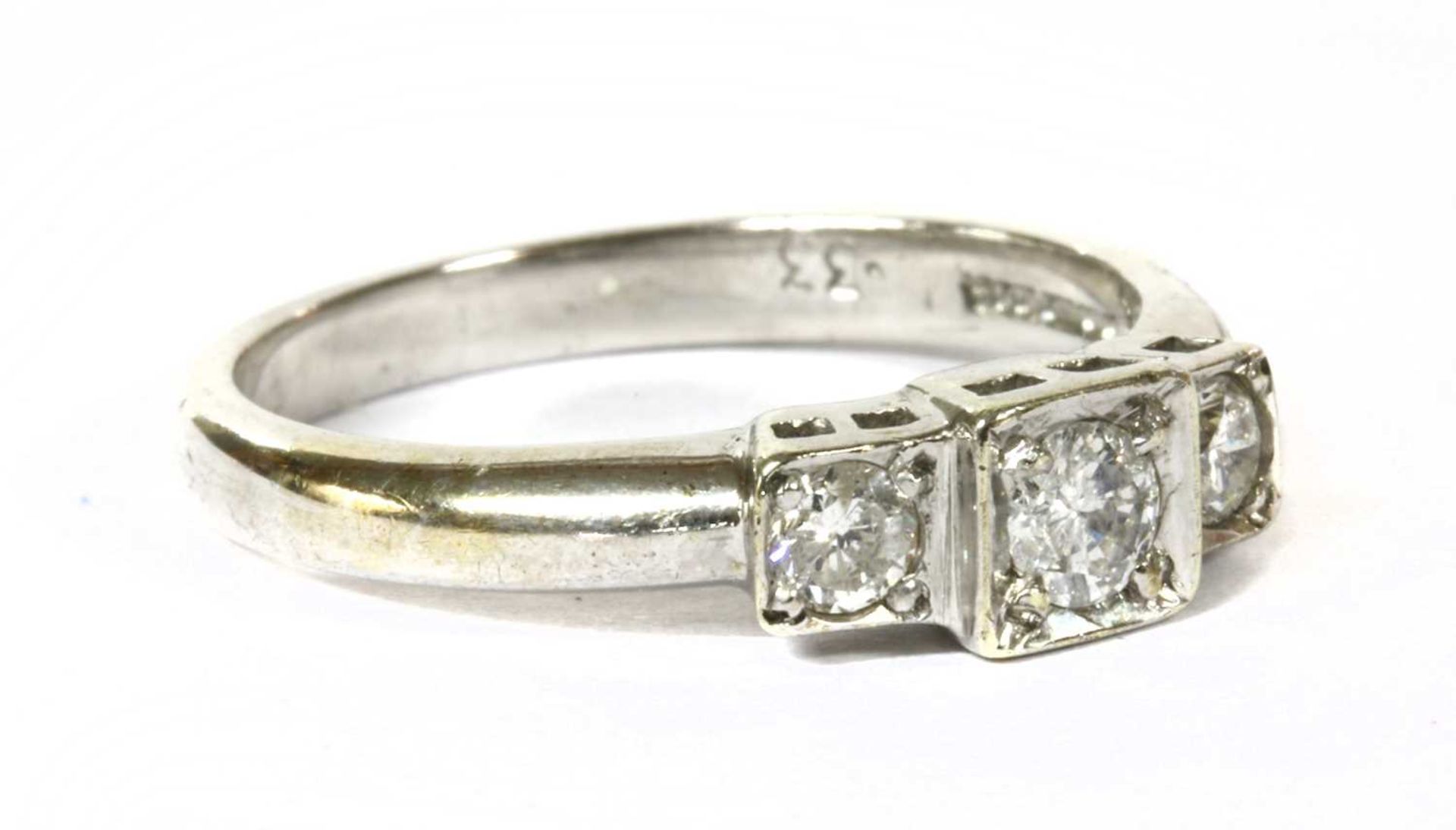 A 9ct white gold three stone diamond ring, - Image 3 of 4