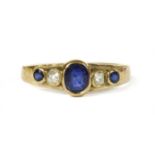 A gold sapphire and diamond five stone ring,
