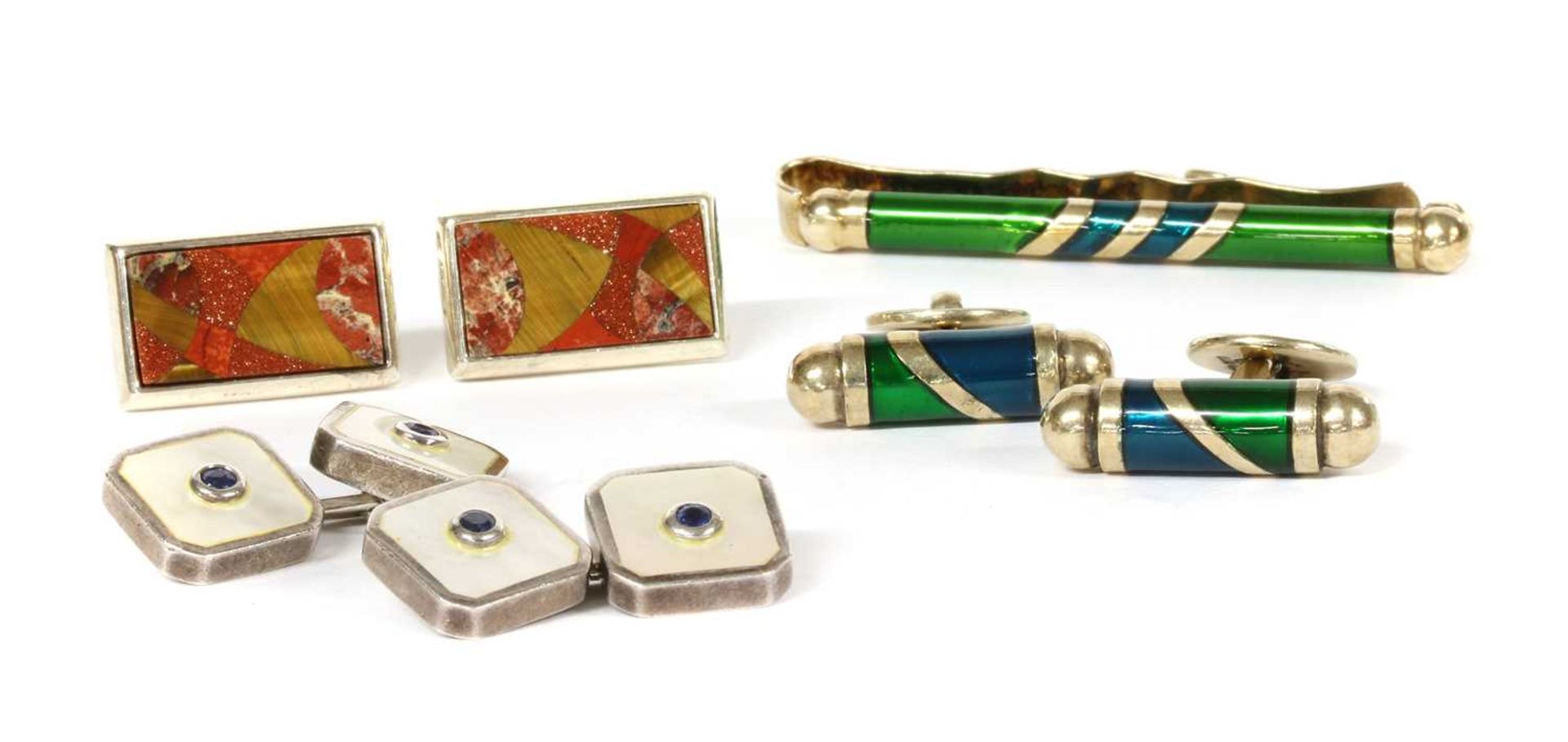 A collection of gentlemen's silver and costume jewellery,