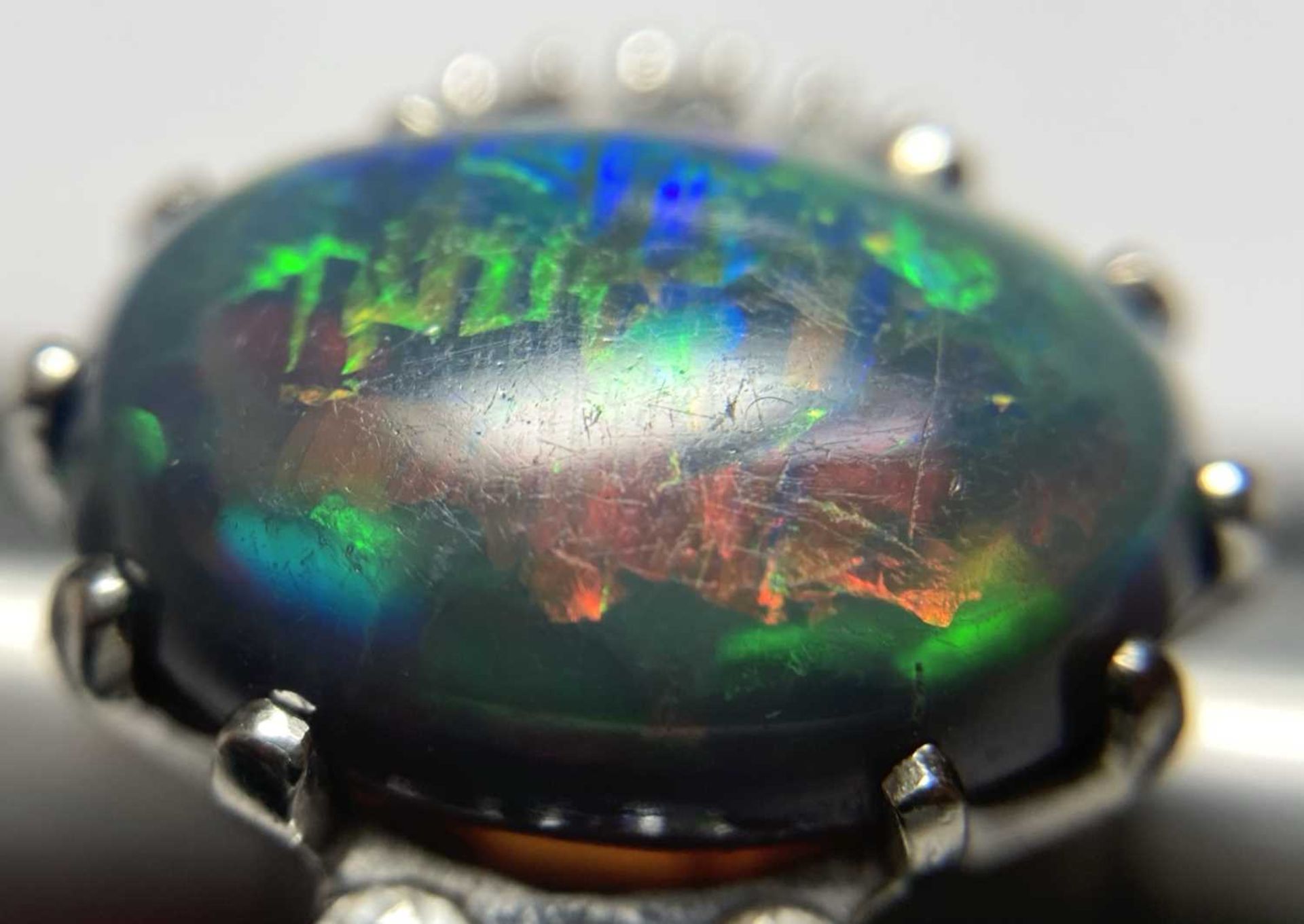 An American white gold black opal and diamond ring, - Image 13 of 15