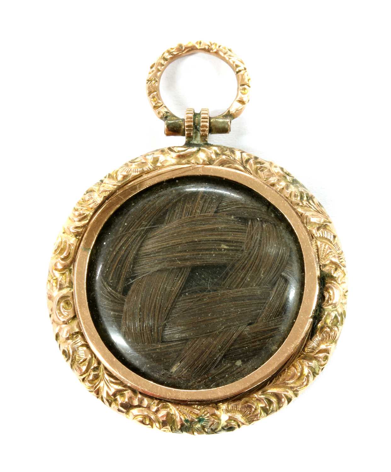 A Victorian gold mounted shakudo memorial locket, - Image 2 of 2